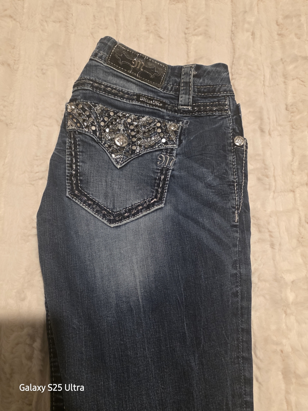 Miss Me Women's Dark Wash Embellished Pocket Jeans